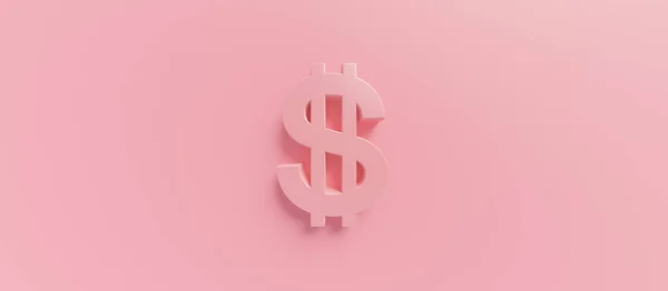 Kvinnans Lönebegrepp Med Kopieringsutrymme Usa Dollar Tecken Minimal Stil Pastell — Stockfoto