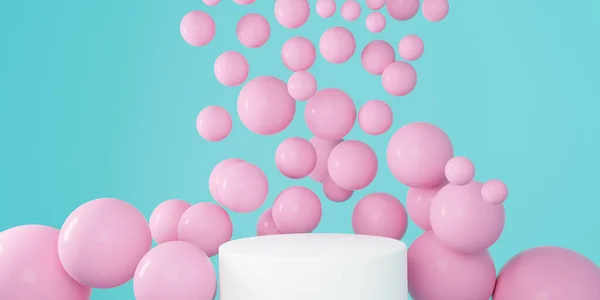Mockup Kecantikan Dengan Abstrak Pink Dan Biru Pastel Bola Dan Stok Gambar Bebas Royalti