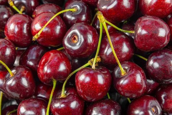 Exotic Black Large Cherry Background Close Some Berries — Stok Foto