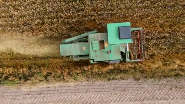 수확기 날면서 밭에서 일하는 — 비디오