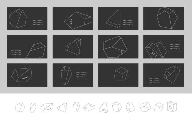 Geometrik anahat şekilleri ile kartvizit koleksiyonu