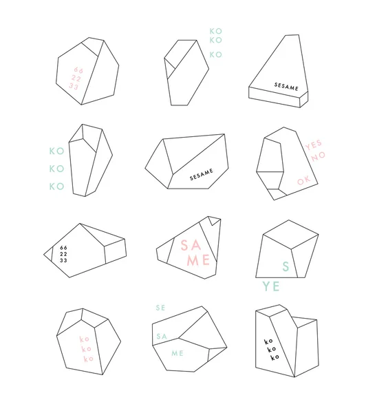 Набір геометричних контурів форм і кристалів . — стоковий вектор