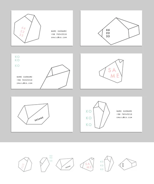 Geometrik anahat şekilleri ile kartvizit koleksiyonu — Stok Vektör