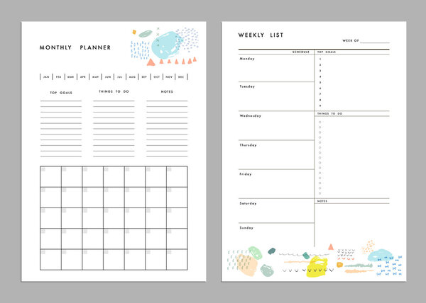 Monthly Planner plus Weekly List Templates.