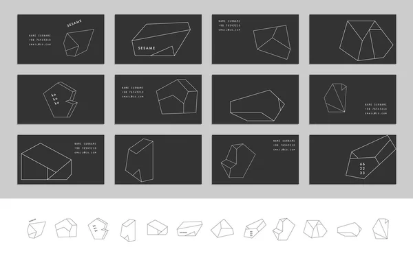 기하학적 윤곽선 모양이있는 명함 컬렉션 — 스톡 벡터