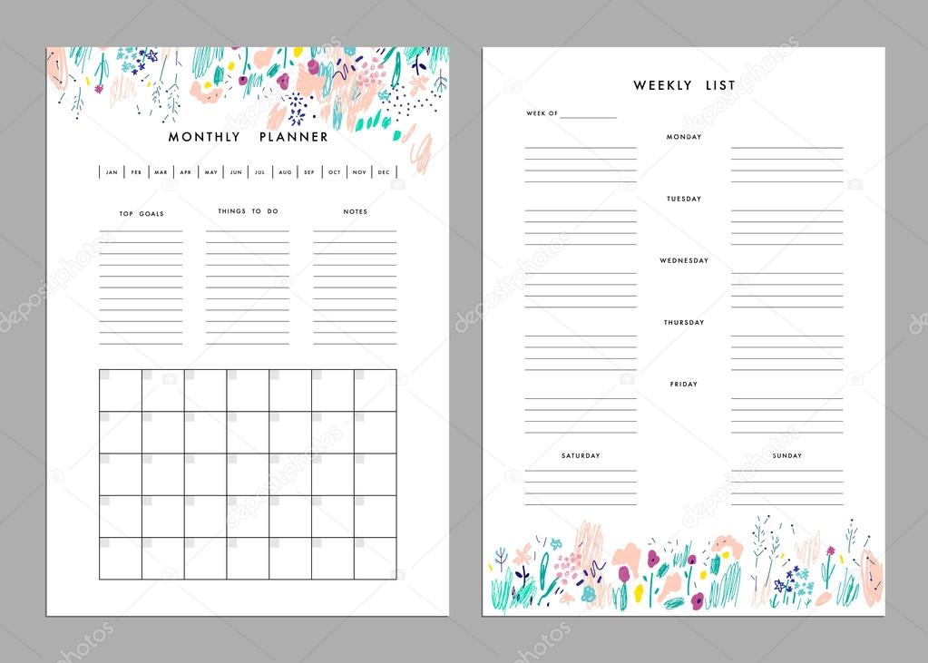 Monthly Planner plus Weekly List Templates.