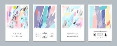 Sanatsal yaratıcı evrensel kartlar. El çizimi dokular. 