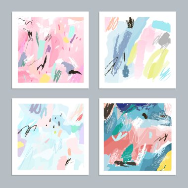 Sanatsal yaratıcı evrensel kartlar. El çizimi dokular. 