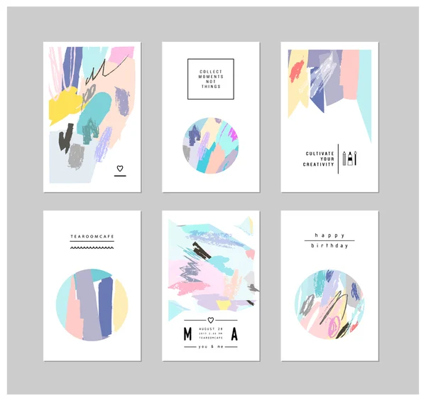 Set di carte creative e manifesti con sagome geometriche . — Vettoriale Stock