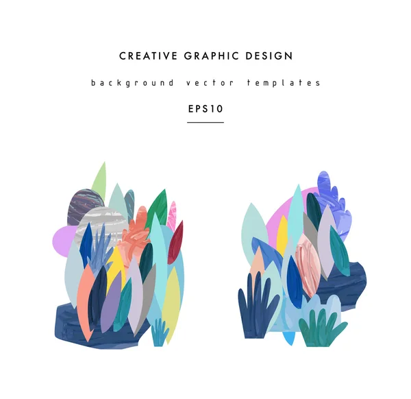 Cartel creativo con elementos florales. Texturas dibujadas a mano . — Vector de stock