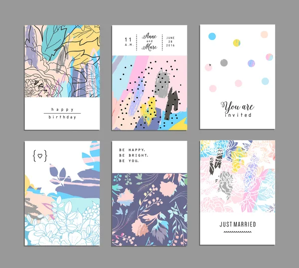 Ensemble de cartes florales universelles créatives avec place pour votre texte . — Image vectorielle