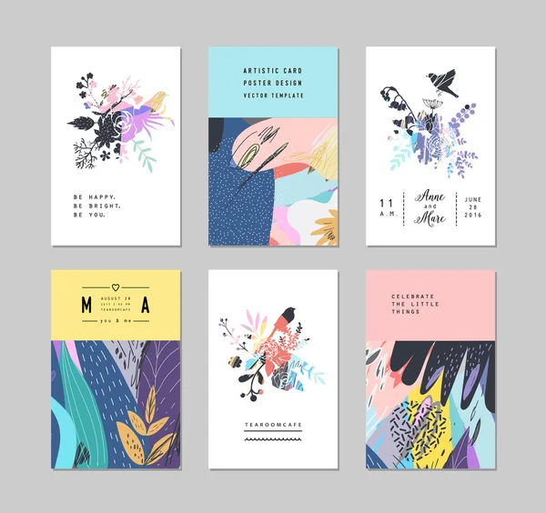 Ensemble de cartes florales universelles créatives avec place pour votre texte . — Image vectorielle