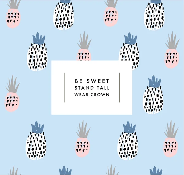 Leuke trendy poster met ananas. — Stockvector