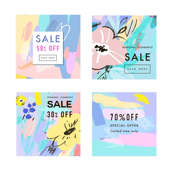 Conjunto de cabeceras o banners de Creative Social Media Sale — Vector de stock