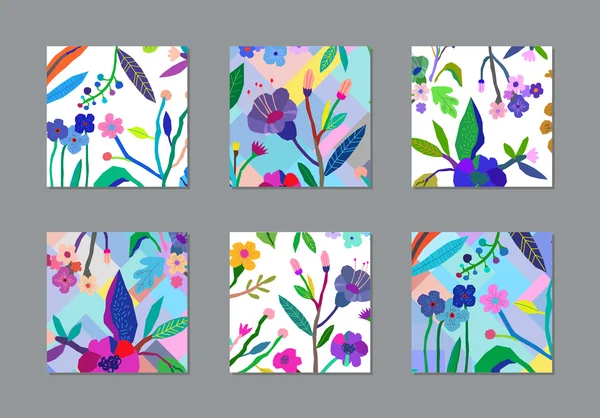 Conjunto de tarjetas florales universales creativas . — Vector de stock