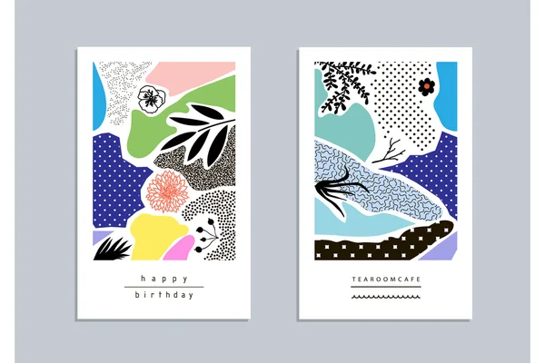 Colección de tarjetas creativas de moda con elementos florales — Vector de stock