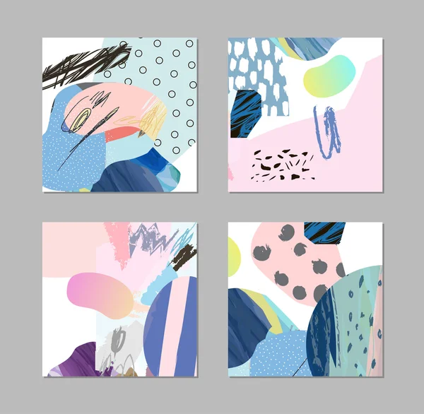 Set av kort och affischer med kreativa collage — Stock vektor