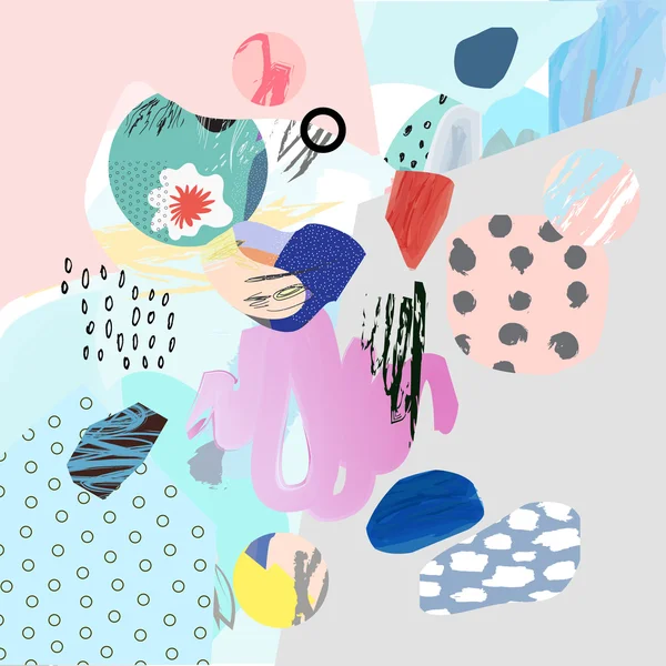 Trendy creatieve collage met verschillende texturen en vormen — Stockvector