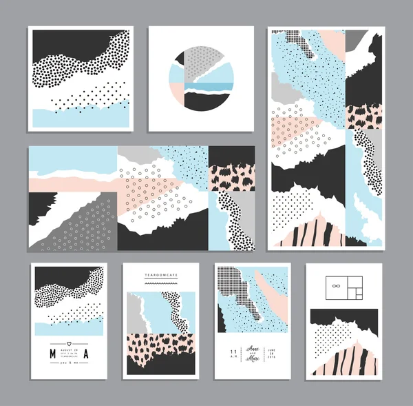 Collectie van trendy creatieve kaarten met verschillende texturen. Vector — Stockvector
