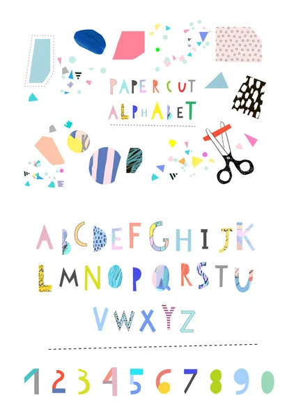 Vector Hand Drawn Artistic Alphabet . Cutout letters. — Stock Vector