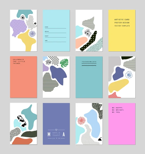 Samling av trendiga kreativa kort med blommiga inslag. Vektor — Stock vektor