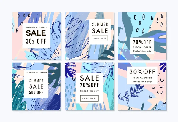 Conjunto de cabeceras creativas de Social Media Sale o banners. Vector — Vector de stock