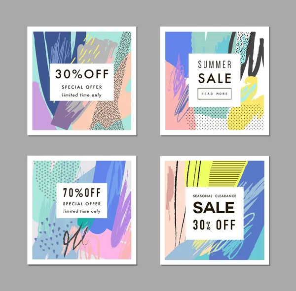 Conjunto de cabeceras creativas de Social Media Sale o banners. Vector — Vector de stock