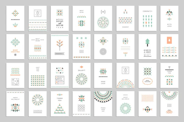 Grande Collection Jolies Cartes Vacances Des Invitations Avec Des Motifs — Image vectorielle