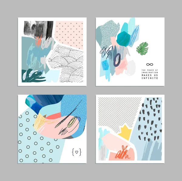 Collection Cartes Artistiques Avec Des Formes Abstraites Des Textures Faites — Image vectorielle