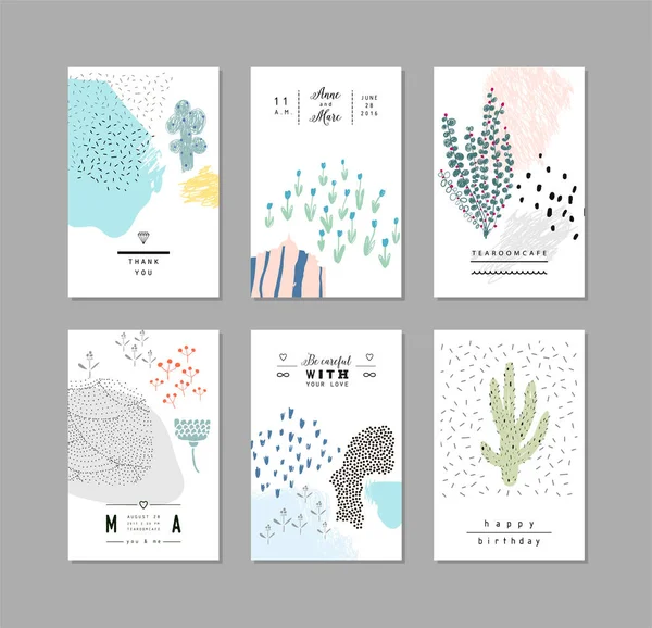 Collectie Van Creatieve Universele Bloemen Artistieke Kaarten Trendy Graphic Design — Stockvector