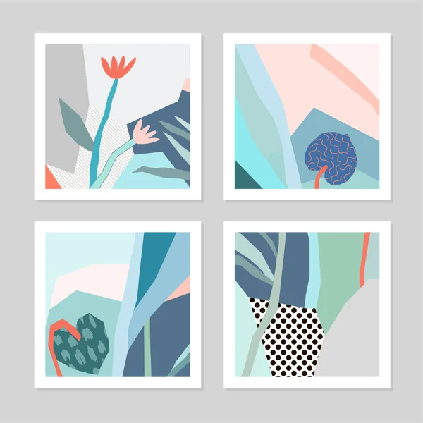 Колекція Творчих Універсальних Квіткових Картин Модний Графічний Дизайн Банера Плаката — стоковий вектор
