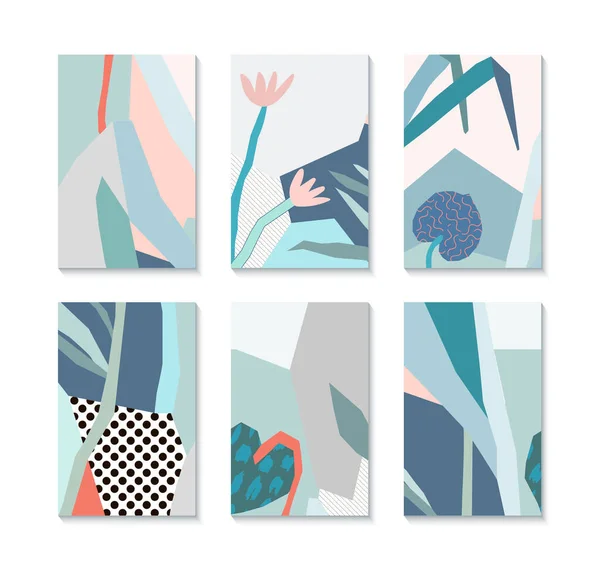 創造的な普遍的な花の芸術カードのコレクション バナー ポスター カード カバー 招待状 プラカード パンフレット チラシのためのトレンディなグラフィックデザイン ベクトル ベクターグラフィックス