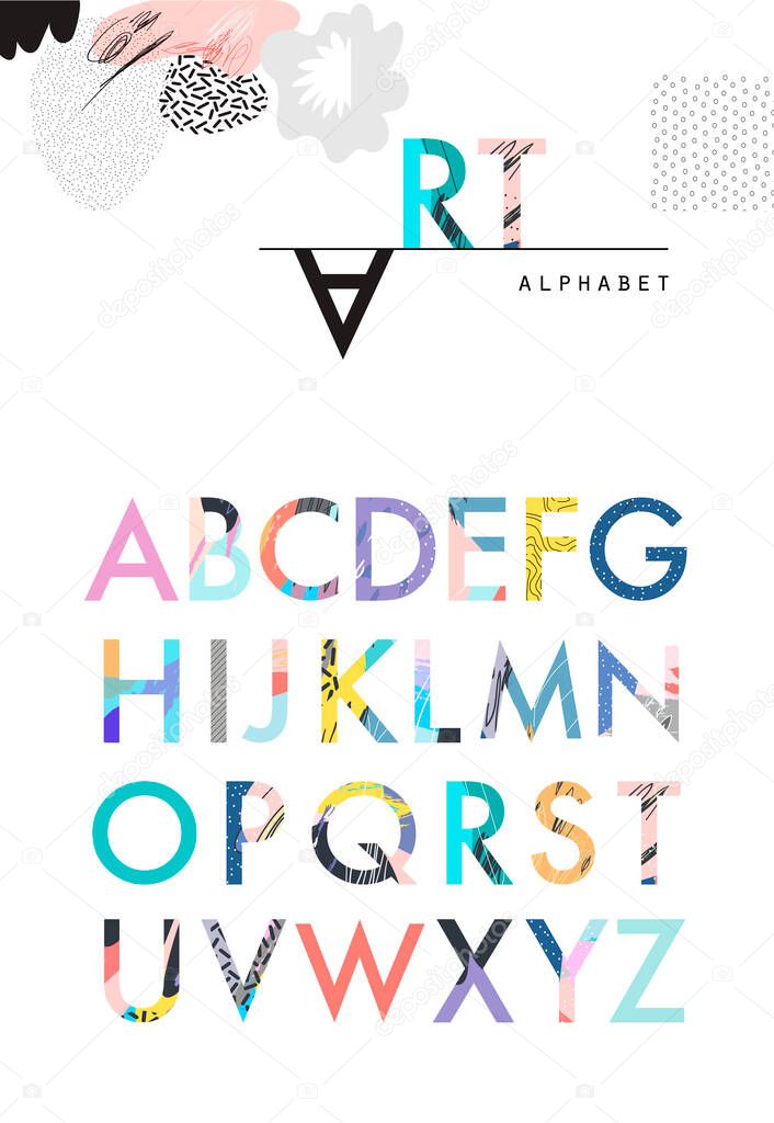 Creative Artistic Alphabet .Typeface. Font. Vector.Isolated