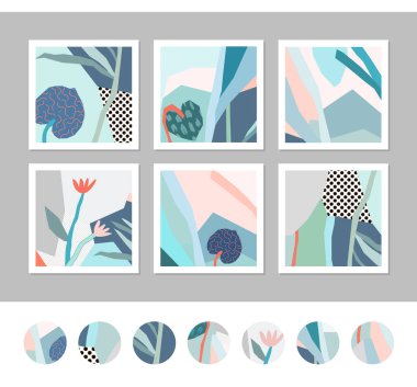 Sanatsal yaratıcı evrensel kartlar. El yapımı kumaşlar. Düğün, yıldönümü, doğum günü, Sevgililer Günü, parti. Poster, kart, davetiye, pankart, broşür, broşür için tasarım. Vektör.