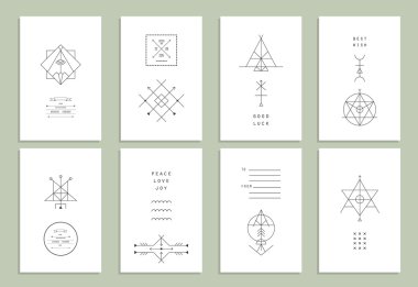 Trendy kartları ile geometrik simgeler kümesi