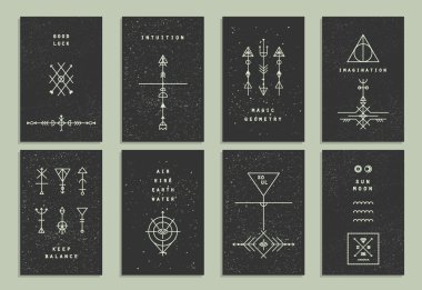 Trendy kartları ile geometrik simgeler kümesi