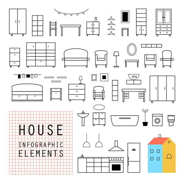 Ensemble d'éléments de conception de la maison — Image vectorielle
