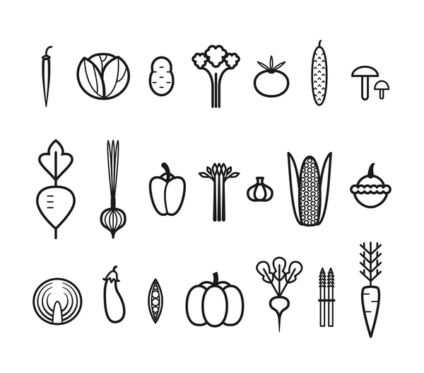 Set de verduras Iconos — Vector de stock