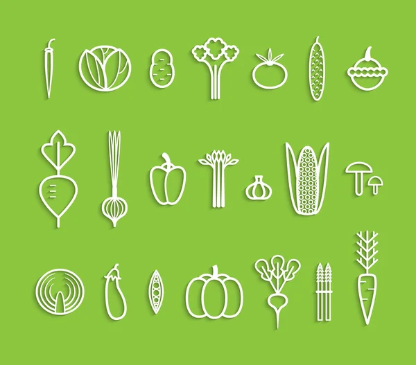 Set di verdure Icone — Vettoriale Stock