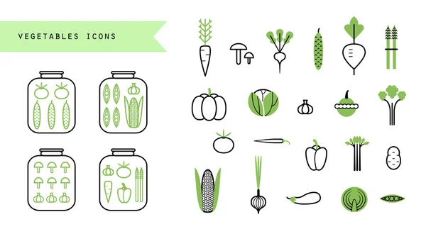 Set di verdure Icone — Vettoriale Stock