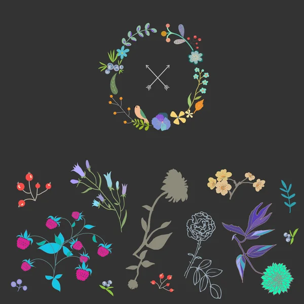 Décor doux avec des fleurs — Image vectorielle