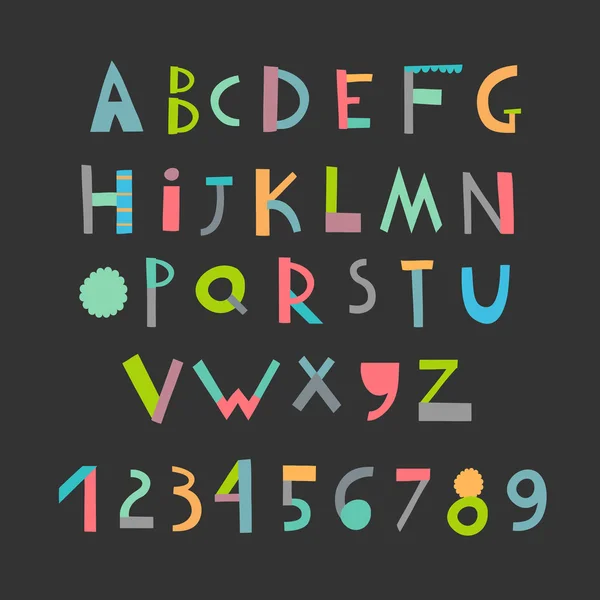 Алфавіт і цифри вирізані папером — стоковий вектор