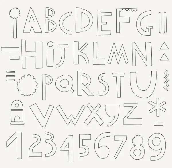 かわいいアルファベットと数字 — ストックベクタ