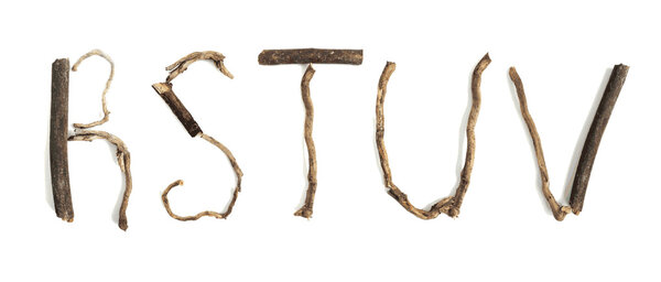 Letters of the alphabet made from branches