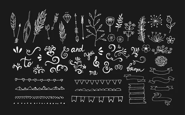 Hand Drawn vintage floral elements — Stock Vector