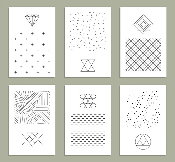 Set of trendy cards with geometric icons — Stock Vector