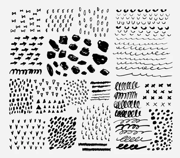 Collection of different homemade textures — Stock Vector