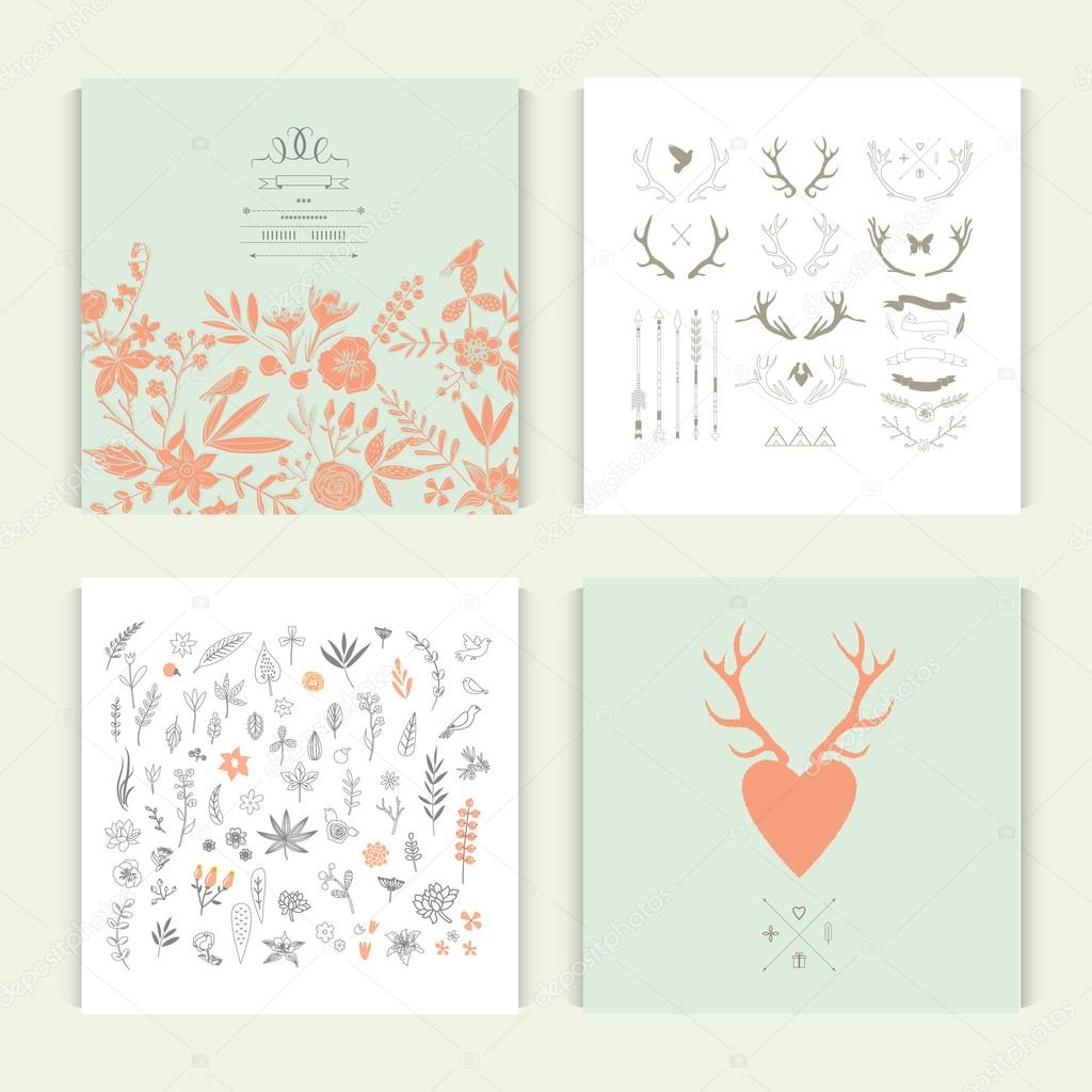 Patterns with antlers and vegetative elements