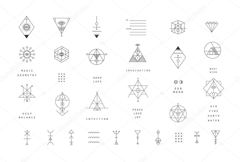 Set of trendy geometric icons
