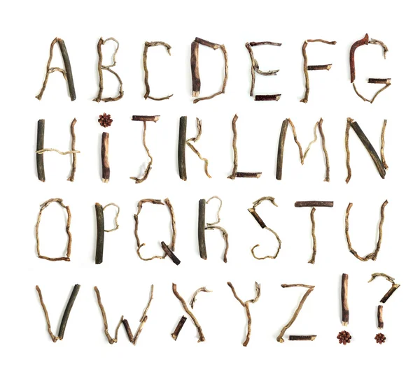 Letters of the alphabet made from branches — Stock Photo, Image